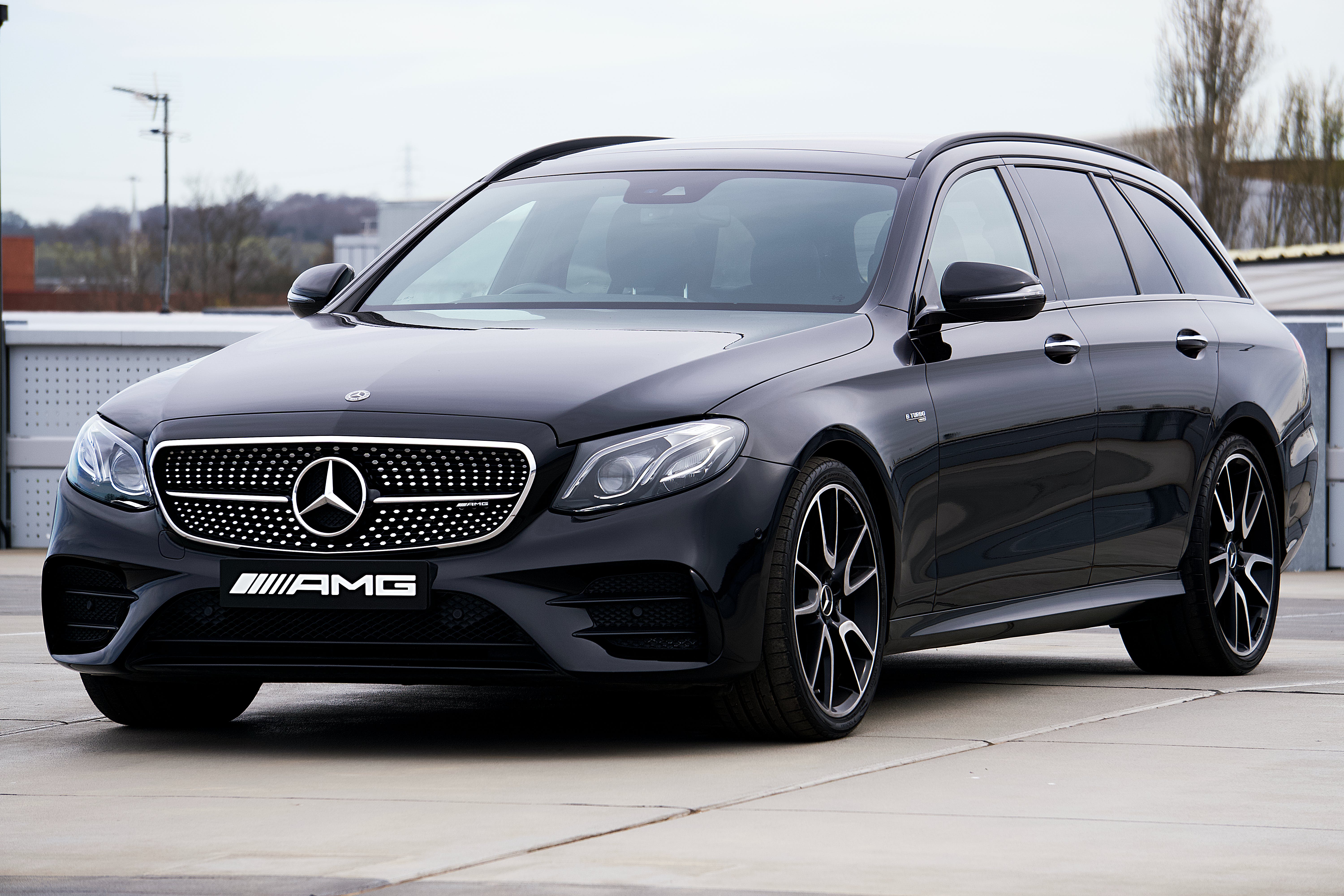 A black Mercedes-Benz.